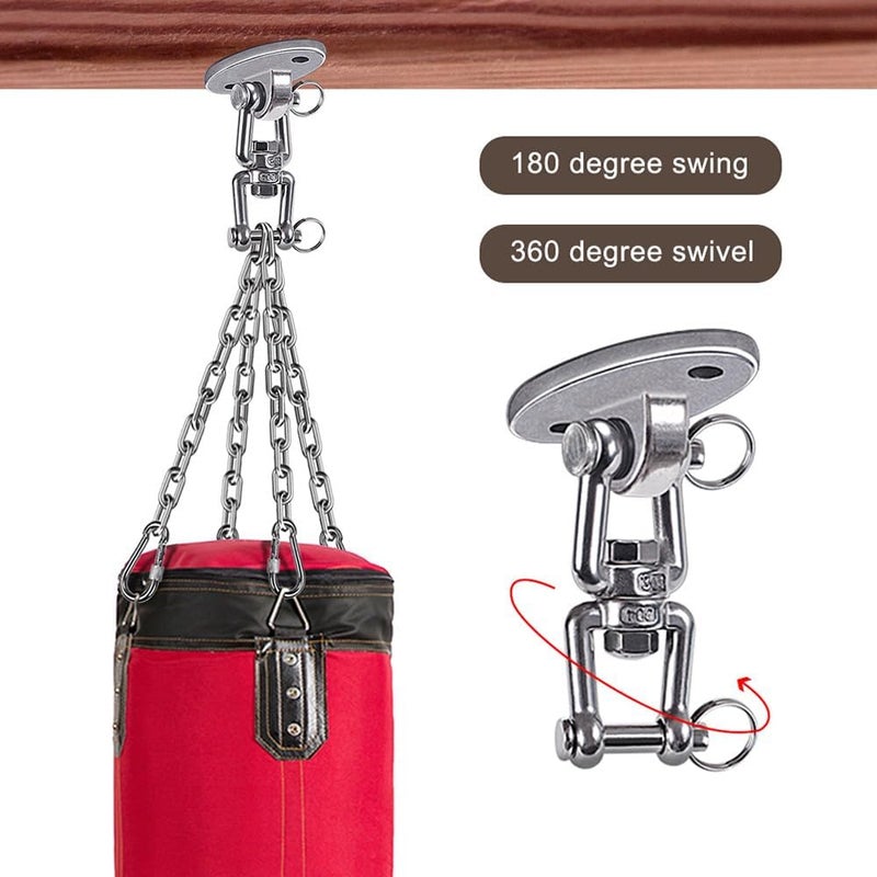 BeneLabel Stainless Steel Heavy Duty Punching Bag Hanger with Chains, Removable Adjustment Chain Size, 360° Rotation Swing Hook, 4 Carabiners, 2 Screws, 800 LB Capacity - Image 2