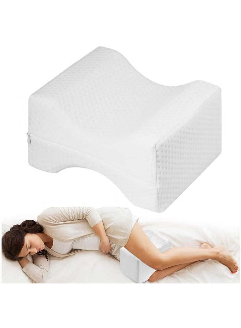 Arabest Knee Pillow for Side Sleepers Memory Foam Orthopedic Leg Pillows Wedge Contour Pillow for Back Hip Leg Joint Pain Relieve Pregnancy Sciatic Pressure with Removable Washable Cover (White)  - Image 1