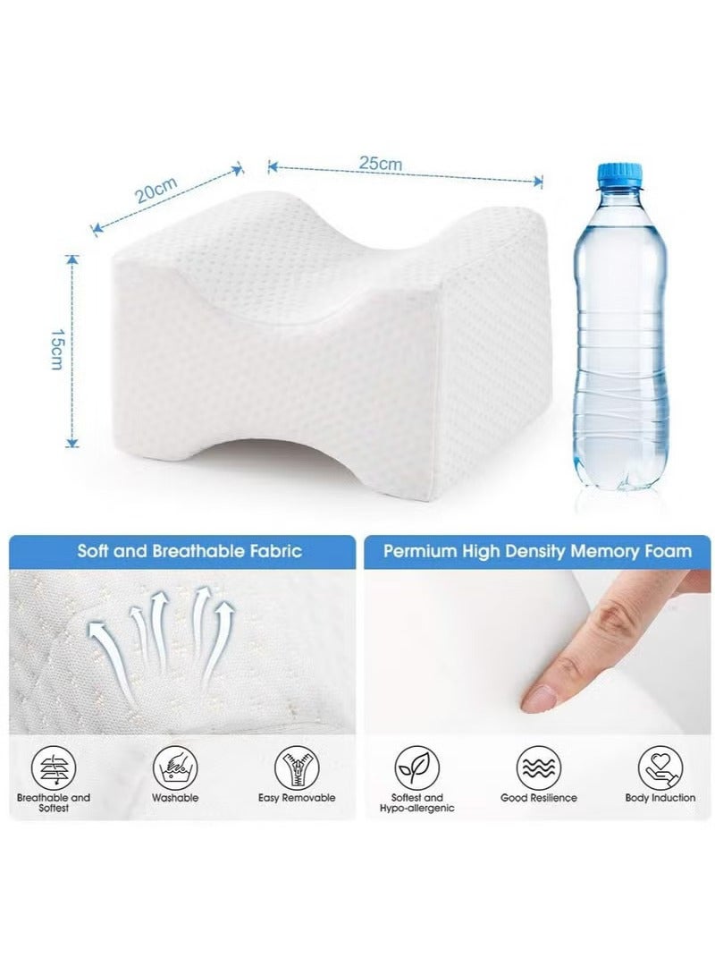 Arabest Knee Pillow for Side Sleepers Memory Foam Orthopedic Leg Pillows Wedge Contour Pillow for Back Hip Leg Joint Pain Relieve Pregnancy Sciatic Pressure with Removable Washable Cover (White)  - Image 3