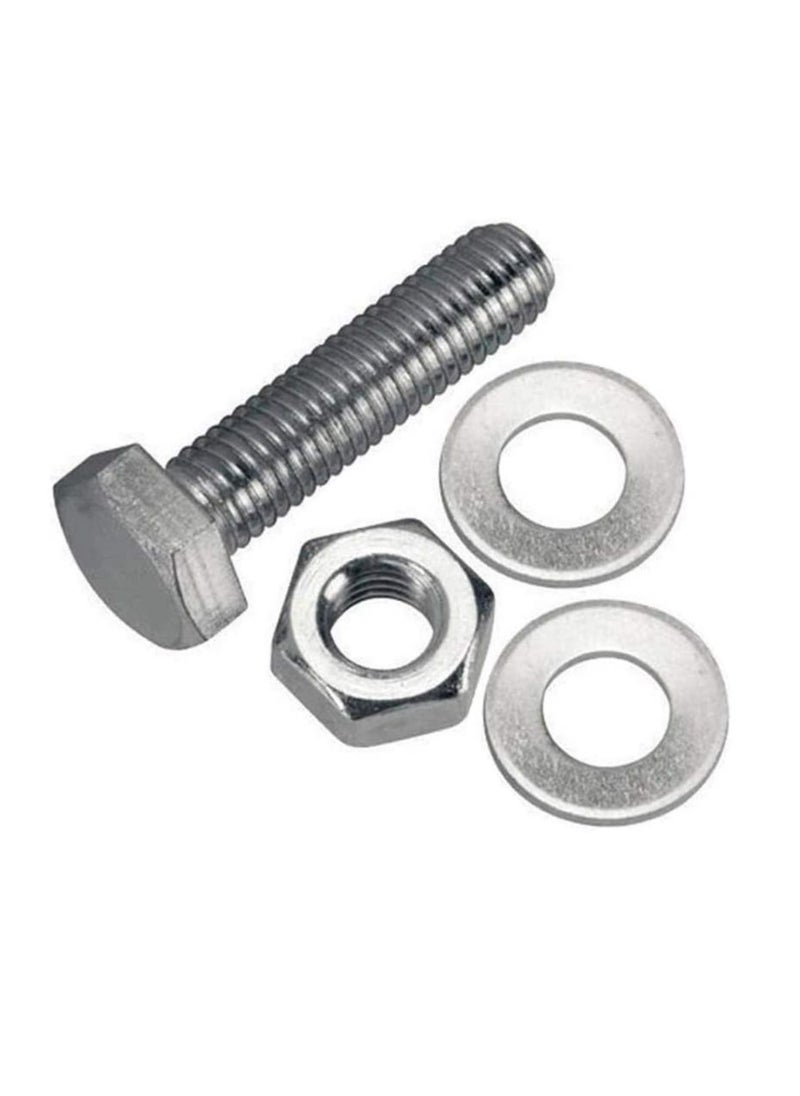 Generic 12 pcs Hex Head Screw Bolts Nuts & Washers Fully Thread GI Plain Finish Bolt Set. (16, 80MM)  - Image 1