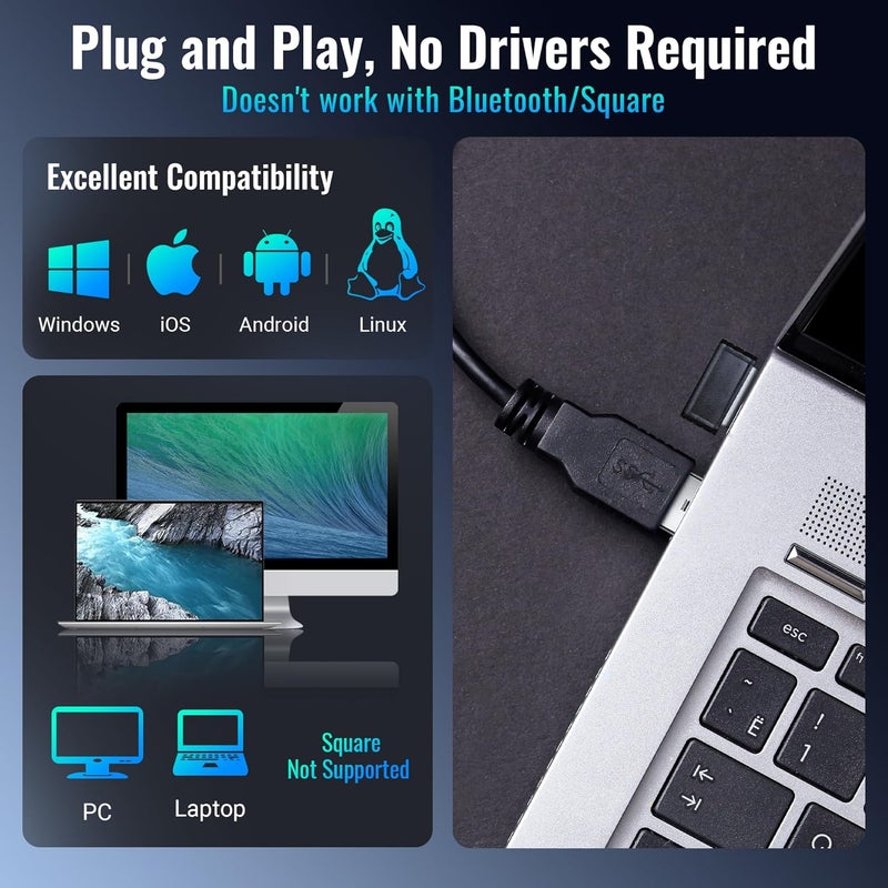 Tera Barcode Scanner 1D Wireless with Battery Level Indicator Versatile 2-in-1 (2.4Ghz Wireless+USB 2.0 Wired) 328 Feet Transmission Distance Rechargeable Barcode Reader USB Handheld Bar Code Scanner - Image 5