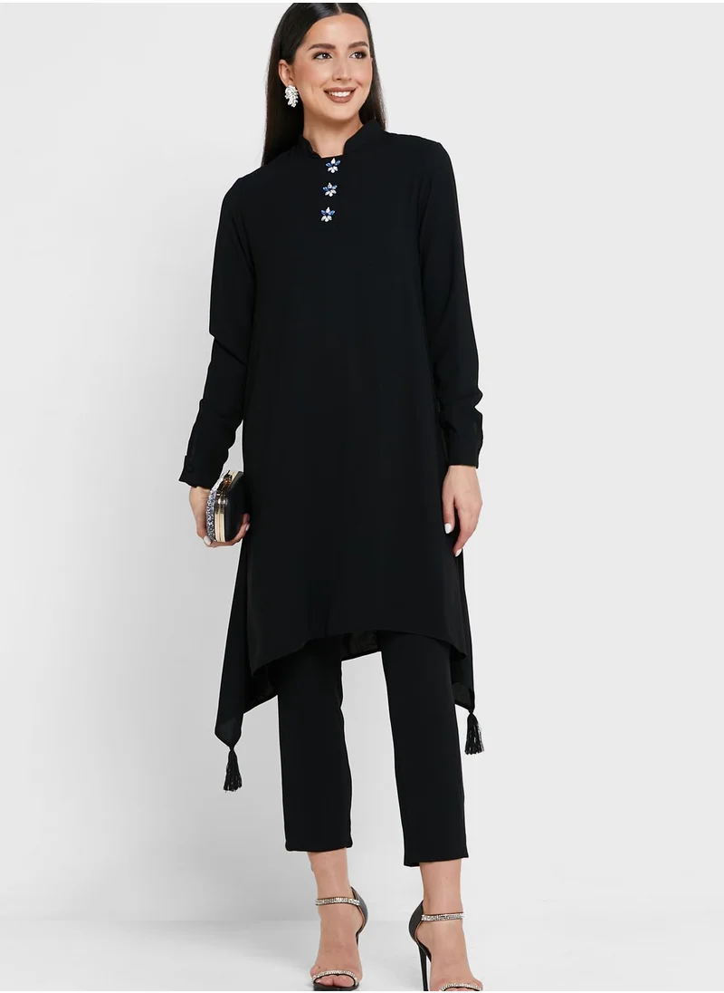Khizana Asymmetrical Longline Tunic & Pant Set