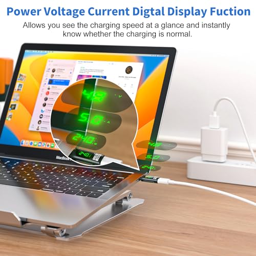 DuHeSin 240W USB C Adapter Power Meter Tester (2 Pack) - Voltage Current Power LED Digital Display, Type C Male to Female Extension Connector for iPhone 15/16, MacBook, iPad & More USBC Cables/Devices - Image 2