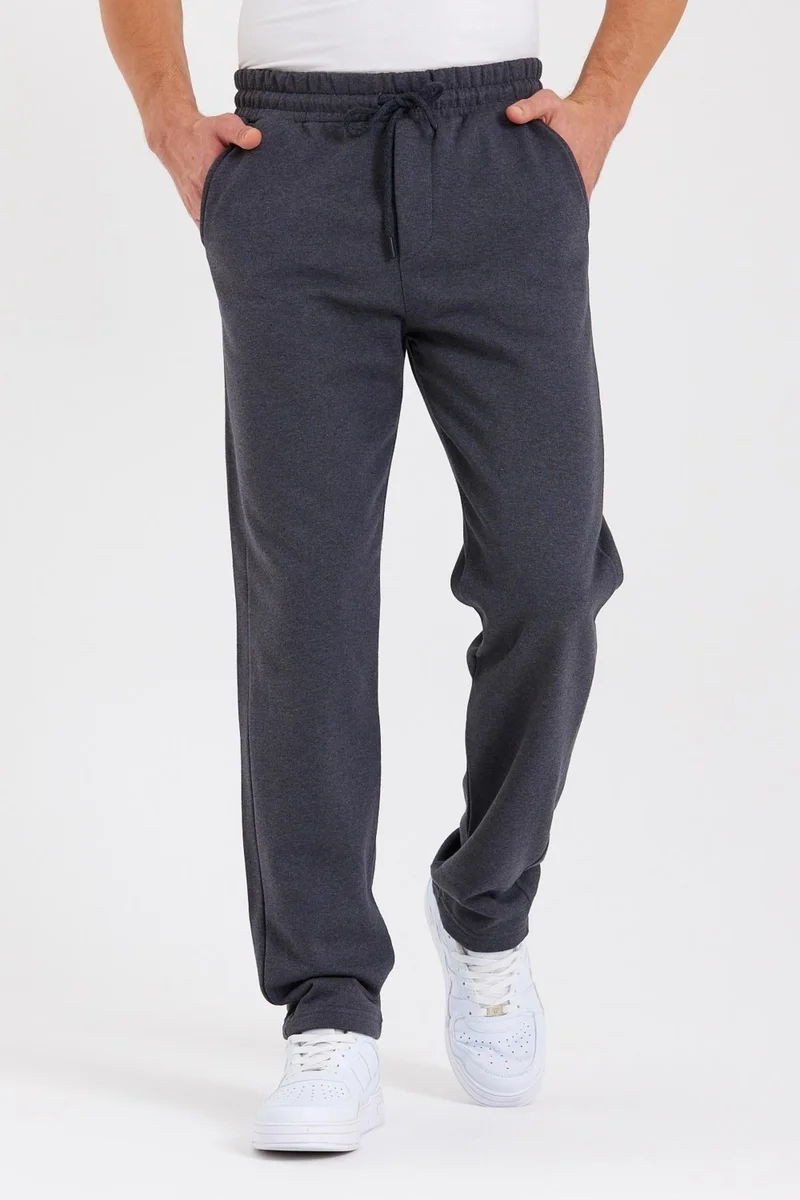 mmetalic Anthracite Back Pocket Label Detailed Straight Leg Men's Cotton Sweatpants