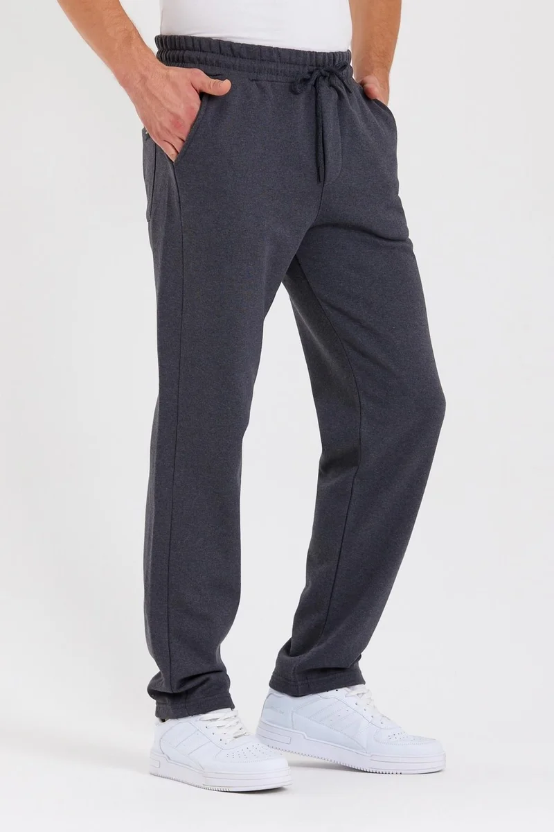 mmetalic Anthracite Back Pocket Label Detailed Straight Leg Men's Cotton Sweatpants