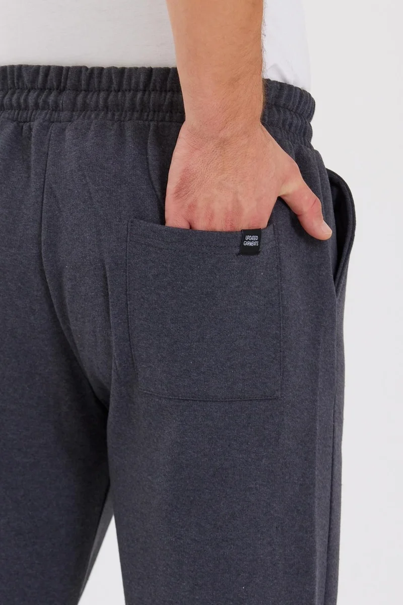 mmetalic Anthracite Back Pocket Label Detailed Straight Leg Men's Cotton Sweatpants