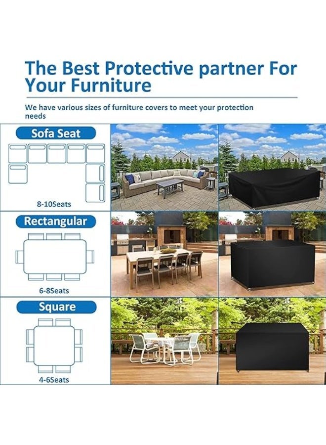Outdoor Patio Furniture Covers Waterproof,  Outdoor Table and Chair Cover for Rain, UV, Snow and Dust, Extra Large Tear Resistant Patio Furniture Cover 300X150X80 - Image 3
