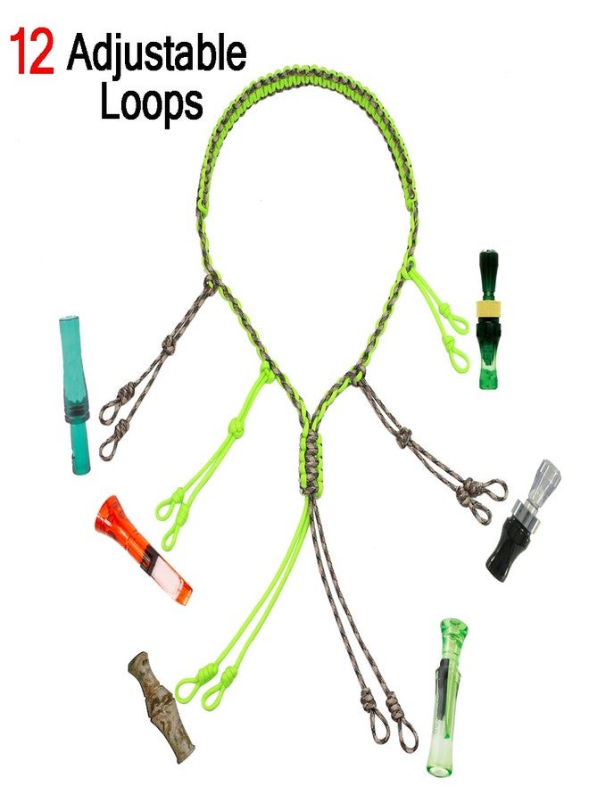 PSKOOK Duck Call Lanyard Paracord Hunting Goose Calls 12 Adjustable Loops Outdoor Predator Gear for Pheasant Waterfowl Hand Braided Necklace - Image 3