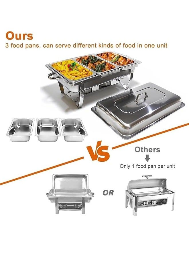 Chafing Dish Buffet Set Catering Serve Food Warmer Stainless Steel Rectangular Buffet Stove with Food Pans Lid Foldable Frame Chafer Buffet Warmer Set for Weddings Party Banquet Restaurant 11 Liter Silver 55.2x35.2x26.3 centimeter  - Image 5