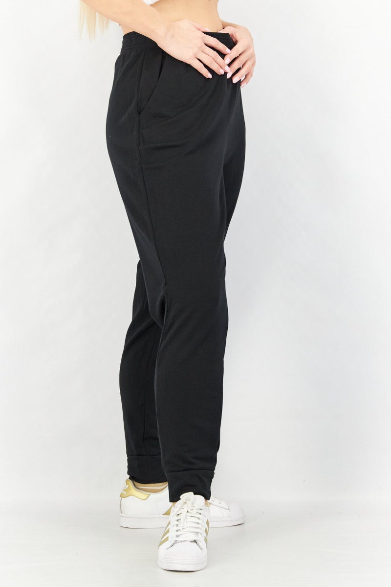 Eddie Bauer Women 2 Pieces Wide Leg Plain Trouser Pants, Black/Olive  - Image 3