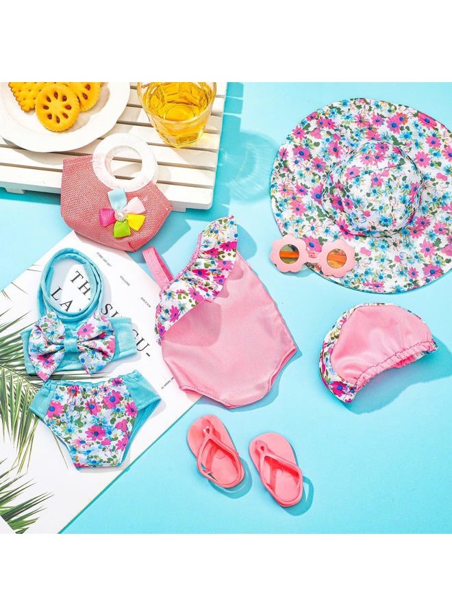 Kajaia 8 Pcs Doll Swimsuit 18 Inch Doll Clothes and Accessories Dress Flip Flops Hat Outfit Swimsuit Accessories for 18 Inch - Image 2
