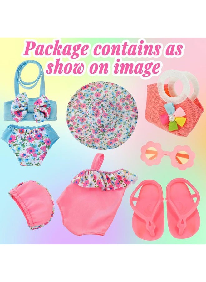 Kajaia 8 Pcs Doll Swimsuit 18 Inch Doll Clothes and Accessories Dress Flip Flops Hat Outfit Swimsuit Accessories for 18 Inch - Image 3