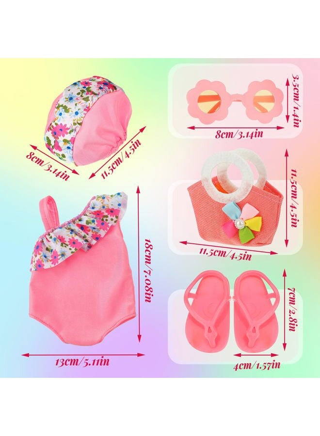 Kajaia 8 Pcs Doll Swimsuit 18 Inch Doll Clothes and Accessories Dress Flip Flops Hat Outfit Swimsuit Accessories for 18 Inch - Image 4