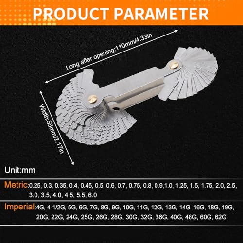OriGlam Screw Thread Pitch Cutting Gauge Tool, Stainless Steel Metric Screw Pitc - Image 2