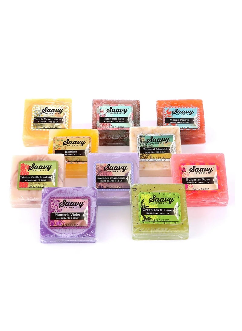 Saavy Naturals Saavy Naturals Organic Soap Bar Set, Scented Organic Hand Soap Bar, Body Wash and Natural Vegan Soap Gift Set, Square Shaped Artisan Natural Soap Bar, 1.2 Oz, 10 Pack. Made in the USA 