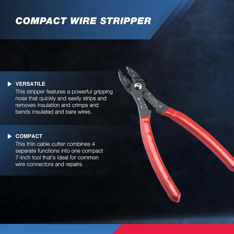 Neiko 02037A Compact Wire Stripper | 4-in-1 Multi Purpose Electricians Pliers | Wire Crimper, Cutter and Gripper | 12-20 AWG Wire Service Tool | Crimps Insulated & Non-Insulated | Electrical Stripping - Image 2