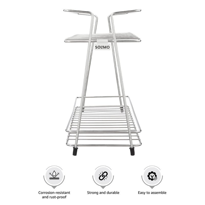 Brand - Solimo Solimo TwoTier Countertop Kitchen Rack Stainless Steel 36 Cm X 29 Cm X 16 Cm Tiered Shelf - Image 3