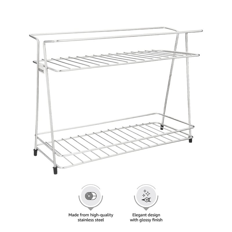 Brand - Solimo Solimo TwoTier Countertop Kitchen Rack Stainless Steel 36 Cm X 29 Cm X 16 Cm Tiered Shelf - Image 2