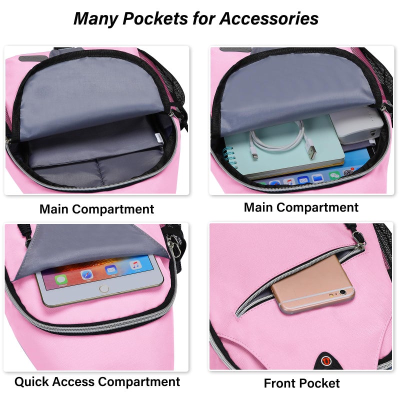 MOSISO Sling Backpack, Multipurpose Crossbody Shoulder Bag Travel Hiking Daypack, Light Pink, Medium - Image 2