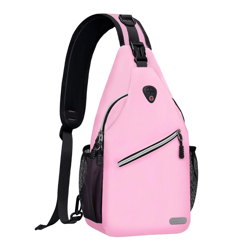 MOSISO Sling Backpack, Multipurpose Crossbody Shoulder Bag Travel Hiking Daypack, Light Pink, Medium - Image 1