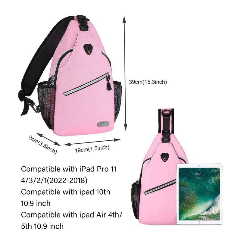 MOSISO Sling Backpack, Multipurpose Crossbody Shoulder Bag Travel Hiking Daypack, Light Pink, Medium - Image 4