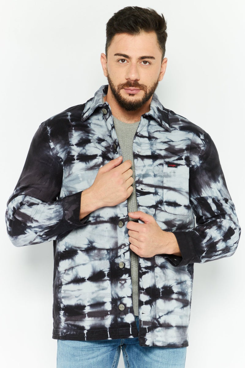 Wrangler Men Tie Dye Long Sleeve Denim Jacket, Multicolor  - Image 1