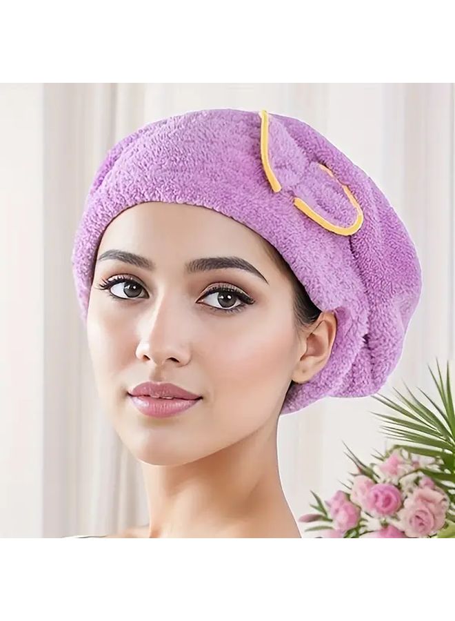 Pink Coral Fleece Hair Drying Towel Head Wrap For Curly Long Wet Hair 1pc - Image 3