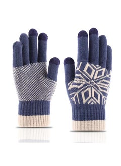Generic A generation of new mens warm gloves winter touch screen plus velvet gloves cold wool knitted gloves wholesaleWool Single-navy blue Wool Single-navy blue 