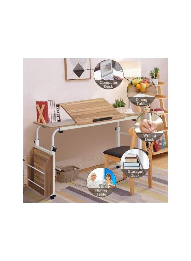 Generic - Overbed Desk, Height Adjustable Laptop Cart Mobile Computer Desk with Wheels(47.24inch Ancient Oak) - Image 1