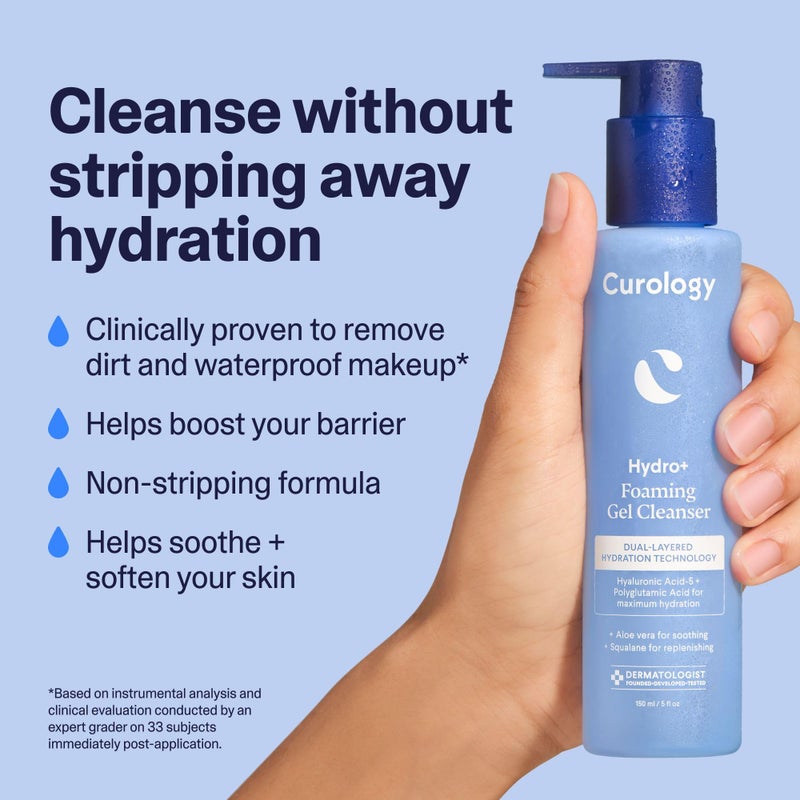 Curology Hydro+ Foaming Gel Facial Cleanser, Gentle Face Wash, Hydrating, Non-Stripping, Sensitive Skin Care, Fragrance Free, 5 fl oz - Image 2