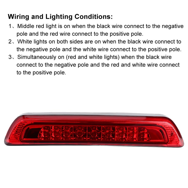 Third Brake Light: Red LED Illumination, Plug-n-play Operation, Low Power Consumption, Long Lasting - High Mount Stop Lamp for 2007-2018 Toyota Tundra - Image 4