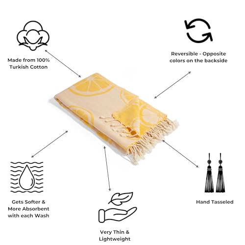 InfuseZen Turkish Bath & Beach Towel – 69" x 39" - Reversible Pineapple Print - 100% Organic Turkish Cotton - Soft, Lightweight, Absorbent Peshtemal - Quick Dry, Sand Free - Pool, Gym - Black/White - Image 2