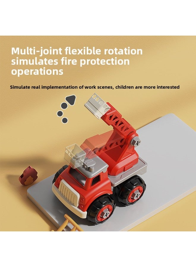 Early Education Children's Diy Assembled Building Blocks Toy Car Educational Screw Disassembly And Assembly Project Fire Truck Toy-Color:small Size Five-in-one Color Boxed Suit - Image 5