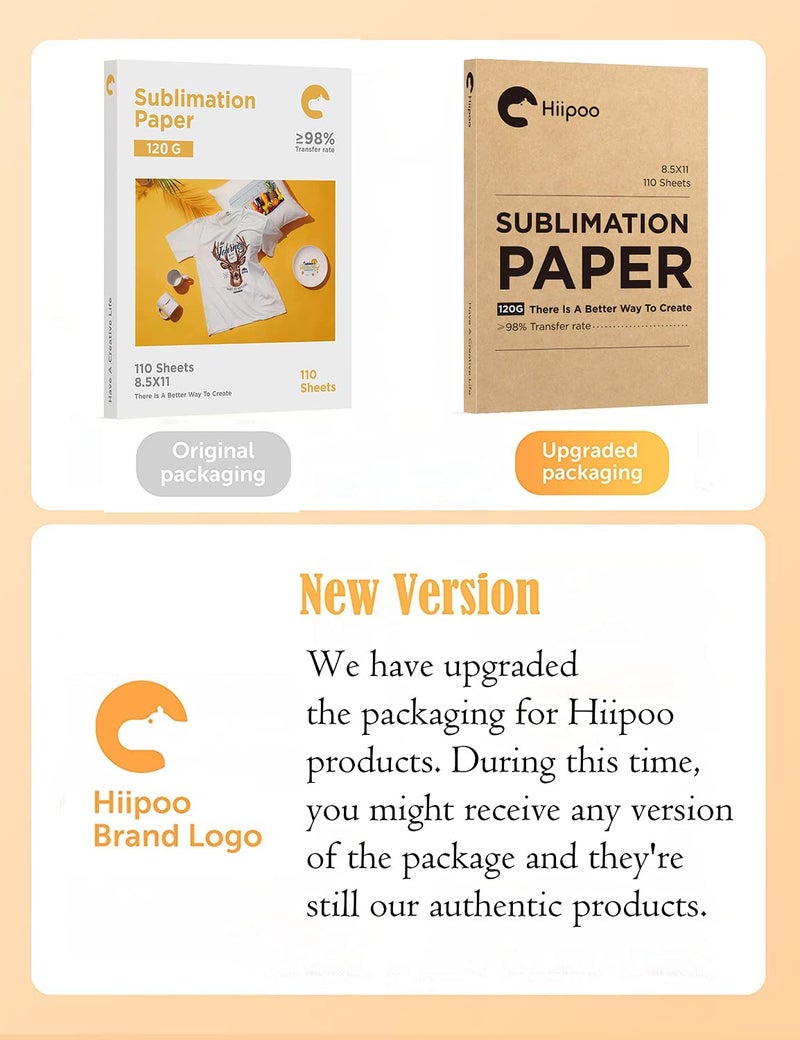 Hiipoo Sublimation Paper 8.5x11 Inch, Work with Sublimation Ink and E Sawgrass Inkjet Printers for Mugs T-Shirts Light Fabric and Other Sublimation Blanks (110 Sheets, 120G) (A-8.5x11) - Image 2