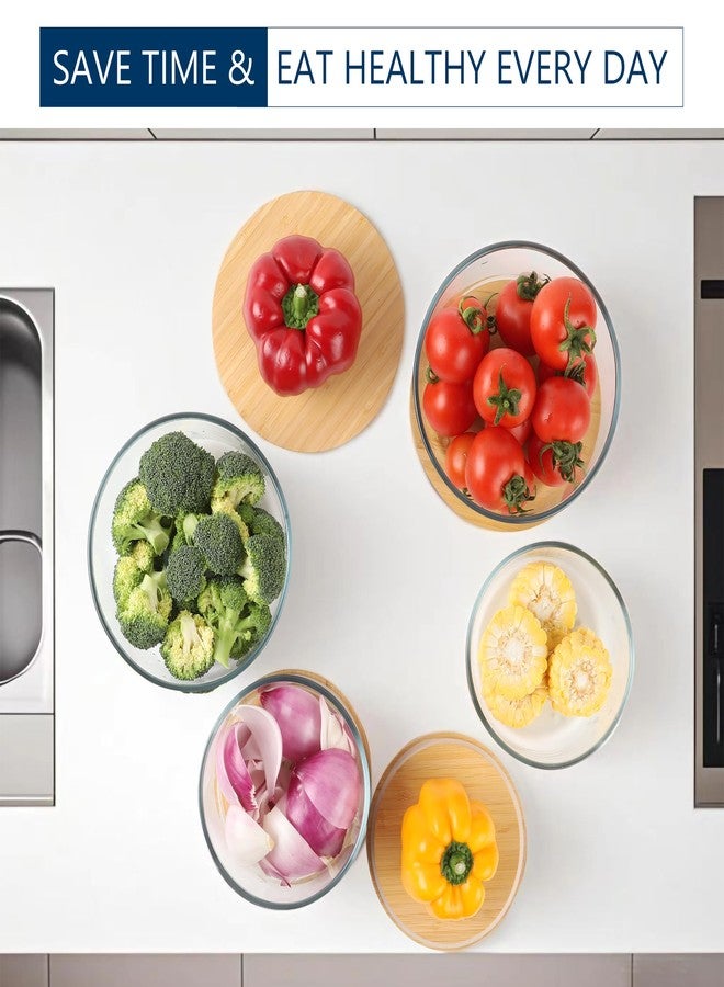 DE Plastic-Free Glass Food Storage Containers with Eco-Friendly Bamboo Wooden Lids (1040ml) - Image 5