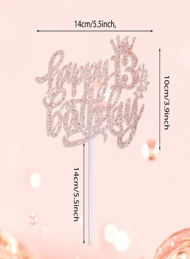 Larrel Happy 13th Birthday Cake Topper, 13 Cake Topper Happy 13th Birthday Decorations Cheers to 13 Years Candles Cakes Decorations with Star Glitter for Celebrating Anniversary Party Supplies(Rose Gold) - Image 2