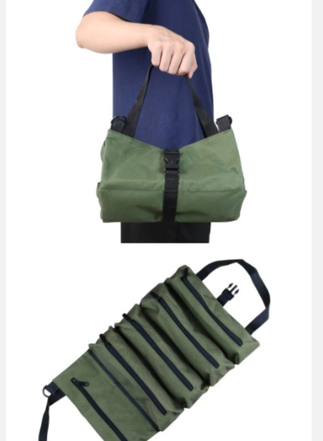 Shuer Canvas tool kit multifunctional durable woodworking electrician special repair storage bag portable reel vehicle Tool bag  - Image 3
