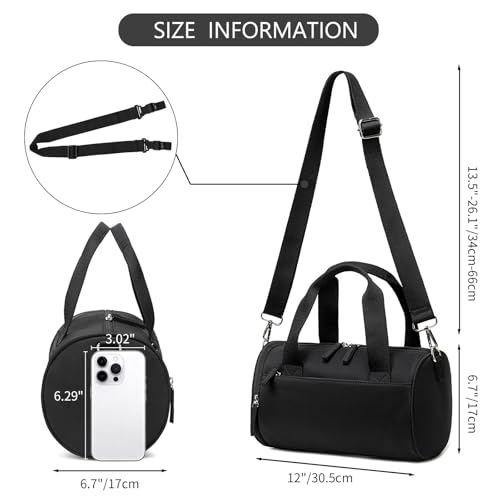 BTOOP Mini Gym Bag for Women Girls Cute Small Duffle Bag 12'' with Multifunctional Pockets Workout Sport Bags Dance,Fitness,Yoga (Black) - Image 3