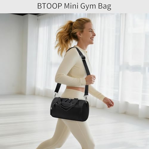 BTOOP Mini Gym Bag for Women Girls Cute Small Duffle Bag 12'' with Multifunctional Pockets Workout Sport Bags Dance,Fitness,Yoga (Black) - Image 2