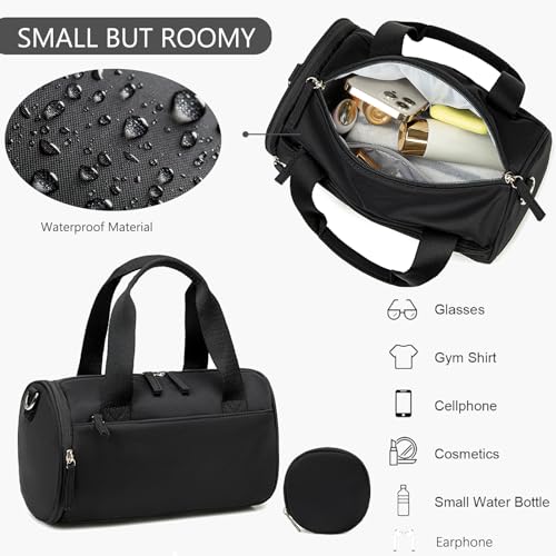 BTOOP Mini Gym Bag for Women Girls Cute Small Duffle Bag 12'' with Multifunctional Pockets Workout Sport Bags Dance,Fitness,Yoga (Black) - Image 4