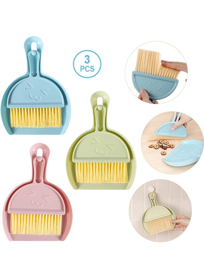 3PCS Mini Broom and Dustpan Set for Home, Car, Kitchen, Table, Kids - Durable Plastic Bristles, Handheld, Hangable, 3 Colors - Image 1