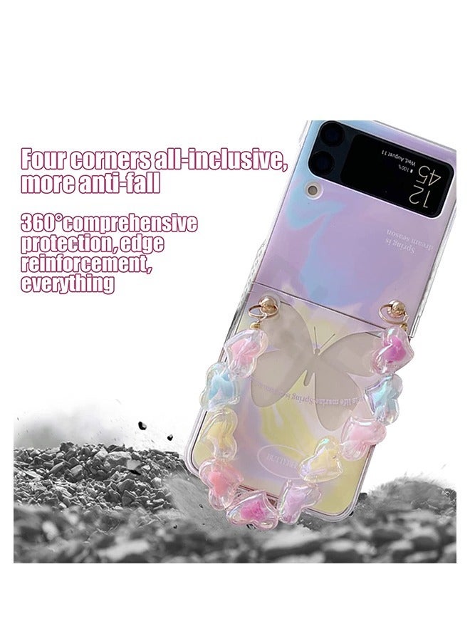 جراب Samsung Galaxy Z Flip3 5G قابل للطي على شكل فراشة من الخزامي المتدرج ، جراب شاشة ، جراب صلب من البولي كربونات (بنفسجي) - Image 5