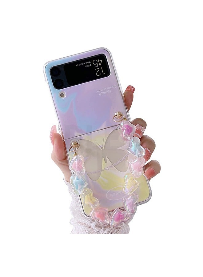 جراب Samsung Galaxy Z Flip3 5G قابل للطي على شكل فراشة من الخزامي المتدرج ، جراب شاشة ، جراب صلب من البولي كربونات (بنفسجي) - Image 1