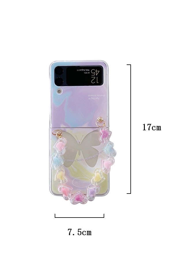 جراب Samsung Galaxy Z Flip3 5G قابل للطي على شكل فراشة من الخزامي المتدرج ، جراب شاشة ، جراب صلب من البولي كربونات (بنفسجي) - Image 2
