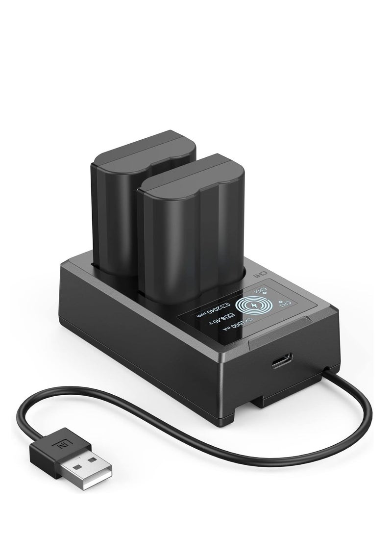 SMALLRIG EN-EL15 Replacement Batteries (Pack of 2, 2040 mAh Battery) & LCD Display Charger - Image 1