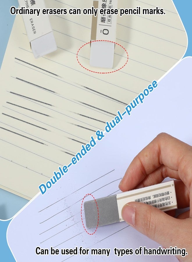 AOZUO 2pcs Ink Eraser, Frosted Sand Erasers Matte Pen Eraser Double Head Use Correction Supplies Remove Colored Pencil and Ink Markings Suitable for Office School Ballpoint Pen Fountain Pen Pencil - Image 2