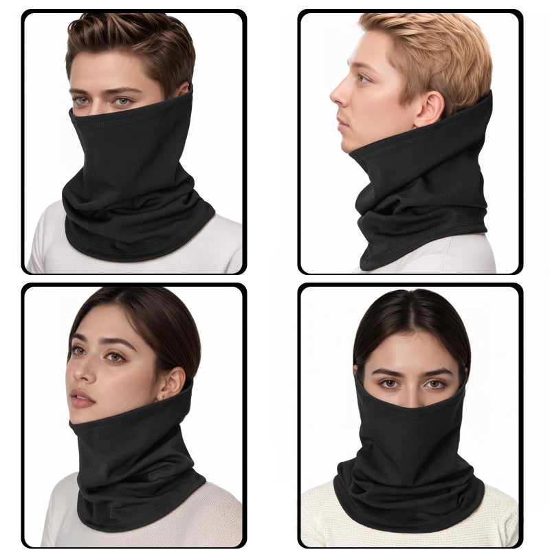 Leamekor 2 Pack Winter Neck Warmer & Ski Face Mask for Men&Women - Cold Weather Fleece Neck Gaiter for for Skiing, Running, Motorcycle (Black + Black) - Image 3