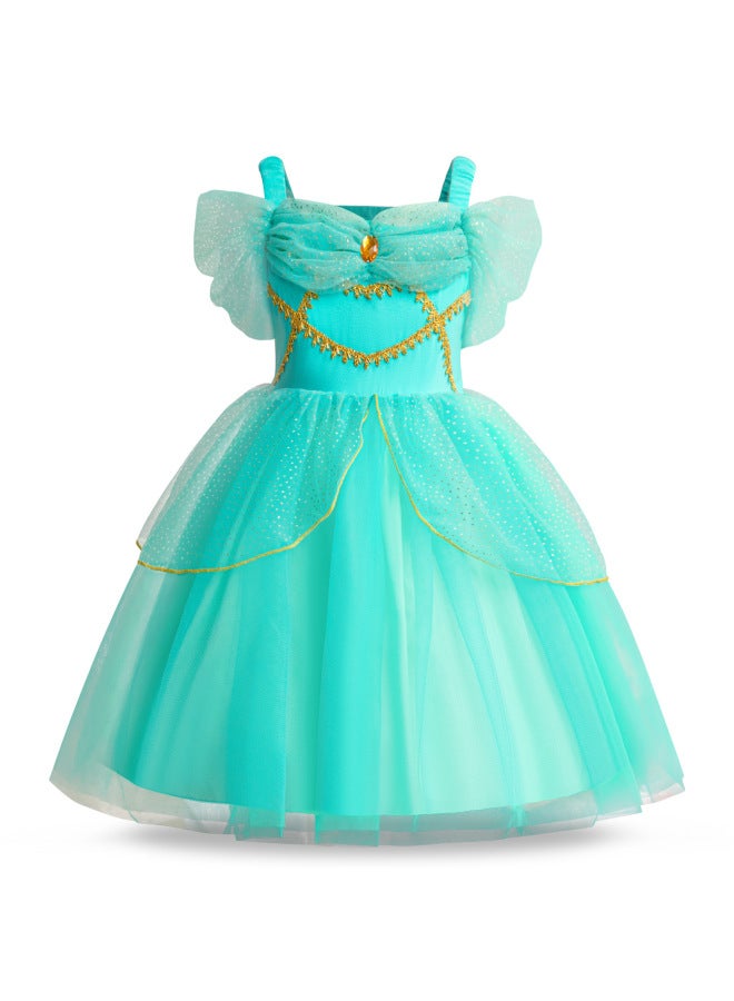 Halloween New Cosplay Aladdin Jasmine Princess Dress One-shoulder Mesh Suspender Skirt Girls Performance Costume