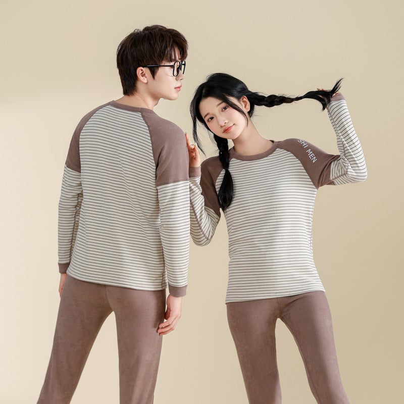 New Youth Autumn Clothes And Trousers Cashmere Silk Children'S Underwear Suit Striped Boys And Girls Students Home Pajamas - Image 3