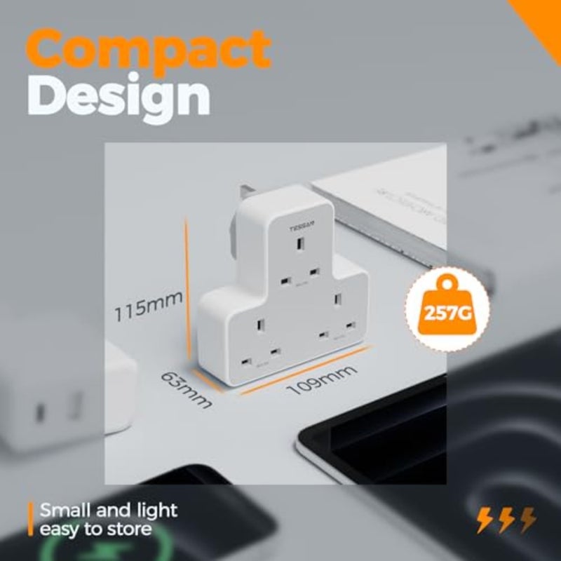 3 Way Plug Adapter UK, Multi Plug Extension Socket - Image 4
